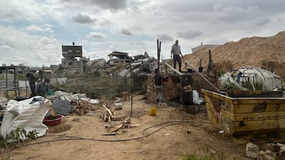 General view of the homemade fuel production station in Khan Younis, Gaza, April 15.