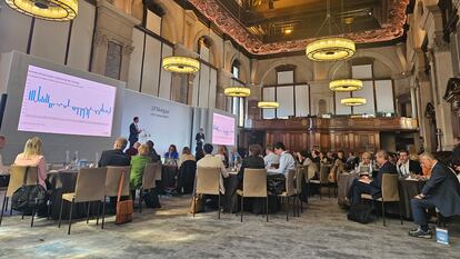 Presentación de JPMorgan en Londres, la semana pasada. / A.S.