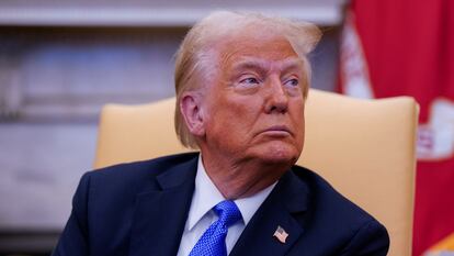 El presidente de EE UU, Donald Trump, este viernes durante el encuentro con el primer ministro de Japón, Shigeru Ishiba, en la Casa Blanca.