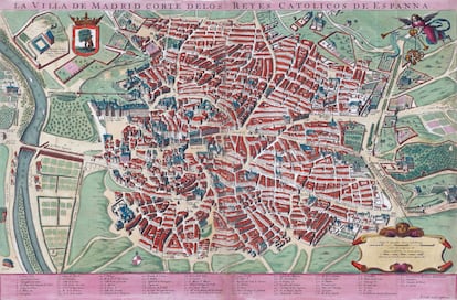 Mapa anónimo de Madrid de finales del siglo XVII o principios del XVIII.