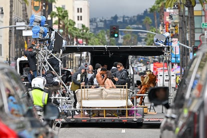 Heidi Klum last March filming 'Germany's Next Top Model' in Hollywood