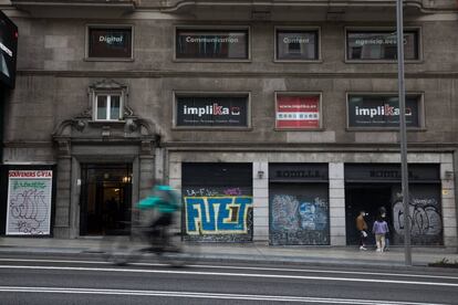 Locales cerrados en septiembre de 2020 en la Gran Vía de Madrid.