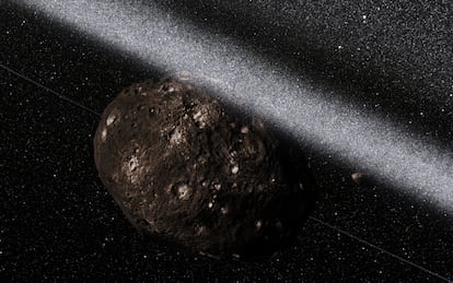 Artist's representation of the centaur Chiron, with its rings.
