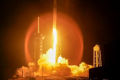 SpaceX's Falcon 9 rocket for the Polaris Dawn mission lifts off from NASA's Kennedy Space Center in Cape Canaveral, Florida, on Sept. 10.