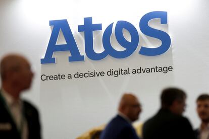 Logo de Atos en la feria de defensa Eurosatory, en Villepinte, cerca de París, en junio de 2022.