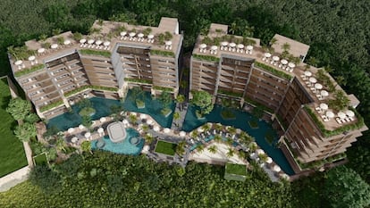Recreación del proyecto residencial Distrito Xcalacoco Beach en México, de TM Grupo Inmobiliario. Imagen cedida por la empresa.