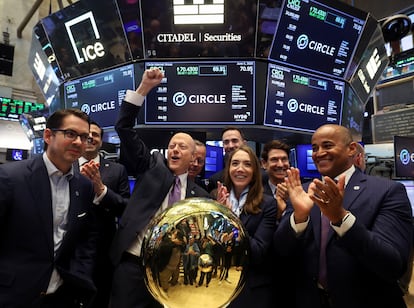 Jeremy Allaire, CEO y cofundador Circle Internet Group, reacciona al debut en Bolsa de la empresa.  