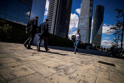 La zona financiera de las cuatro torres, en Madrid.