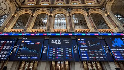 Paneles de la Bolsa de Madrid.