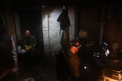 From an underground bunker, members of the Ukrainian army's Achilles unit launch drones toward Russian positions on the Kupiansk front, on May 13.