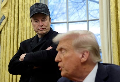 Elon Musk and Donald Trump in the Oval Office, February 11, 2025.