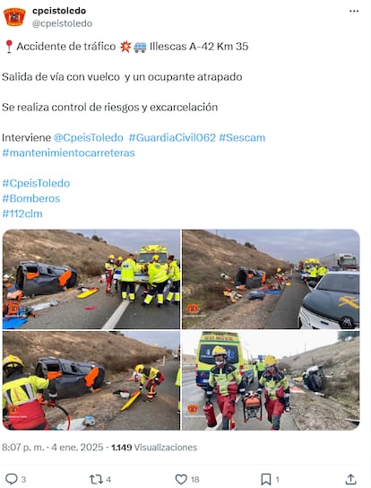 Tuit del Consorcio Provincial de Extinción de Incendios y Salvamento de la Provincia de Toledo.