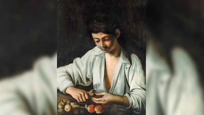 La obra ‘Joven pelando fruta’ de Caravaggio, en una fotografía cedida.