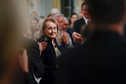French writer Annie Ernaux, winner of the Nobel Prize in Literature, after her acceptance speech, in Stockholm in December 2022.