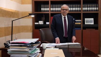 Lebanese Prime Minister Nawaf Salam during the interview at the Grand Seraglio in Beirut.