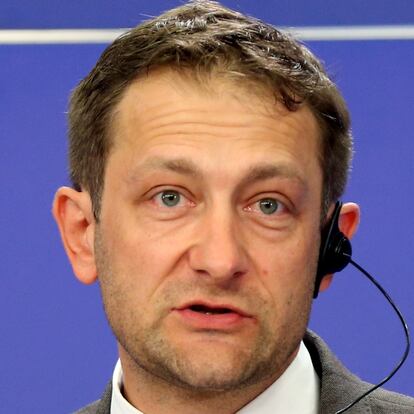 BRUSSELS, BELGIUM - JUNE 18: Member of the European Parliament Christophe Hansen speaks during the "EU-UK future relationship" press conference held with members of the European Parliament Bernd Lange, Kati Piri and Chairman of the European Parliament's Foreign Affairs Committee, David McAllister in Brussels, Belgium on June 18, 2020. (Photo by Dursun Aydemir/Anadolu Agency via Getty Images)