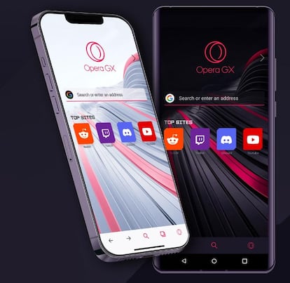 Uso de Opera GX en móviles